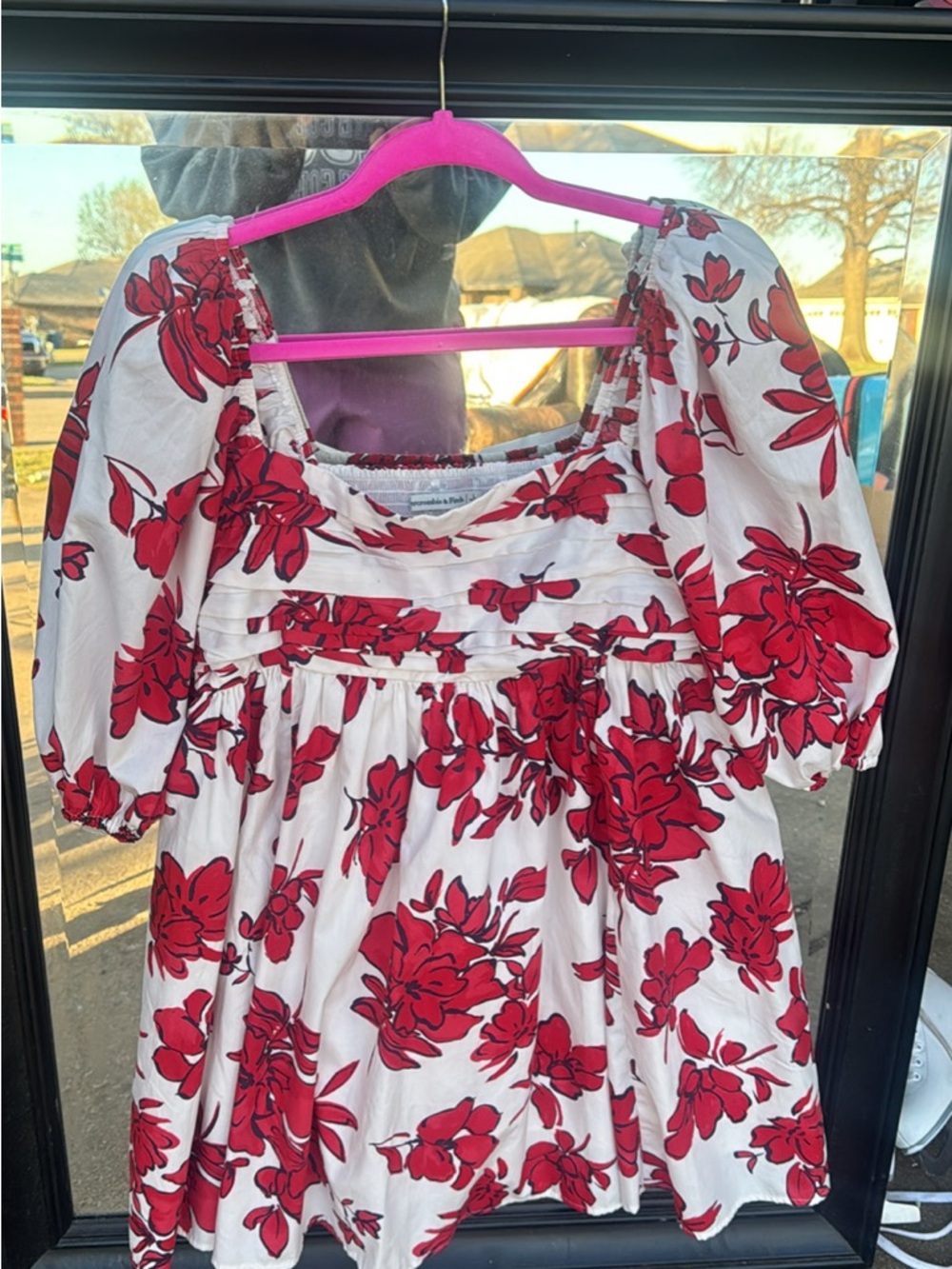 Abercrombie & Fitch White Mini Dress with Red Floral Print
